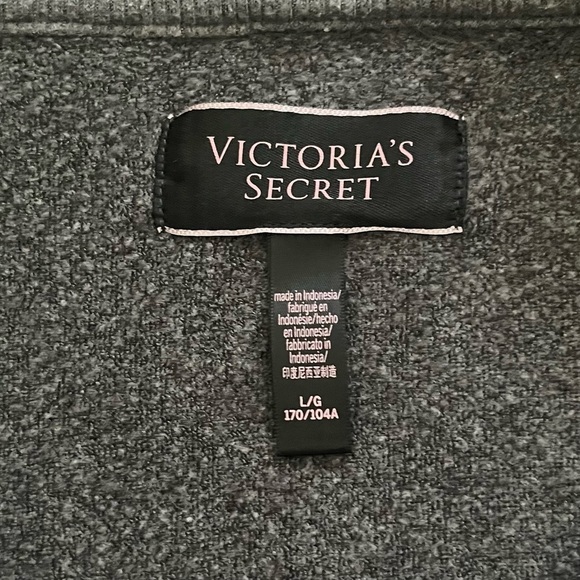 Victoria's Secret boxy cropped Gray Leopard Print Pullover half zipper Women L - Picture 11 of 12